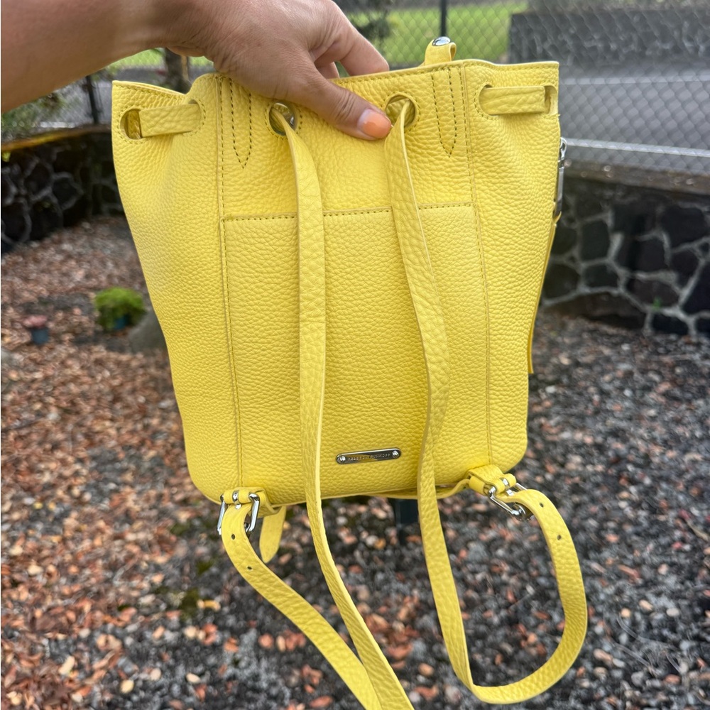 Rebecca Minkoff Yellow Pebbled Leather Backpack Bag - Picture 8 of 10